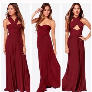 Lulu's Always Stunning Convertible Burgundy Maxi